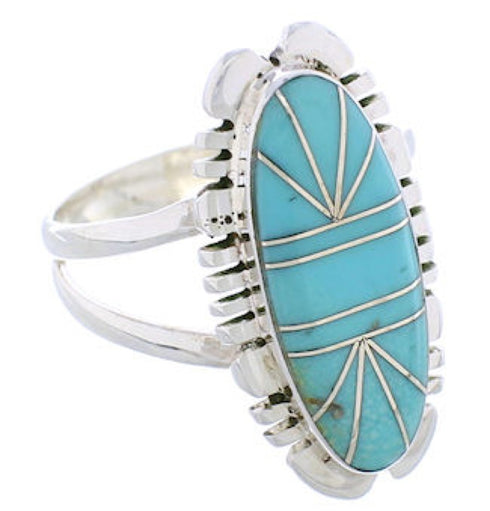 Sterling Silver Turquoise Inlay Southwestern Ring Size 5-1/4 TX28477
